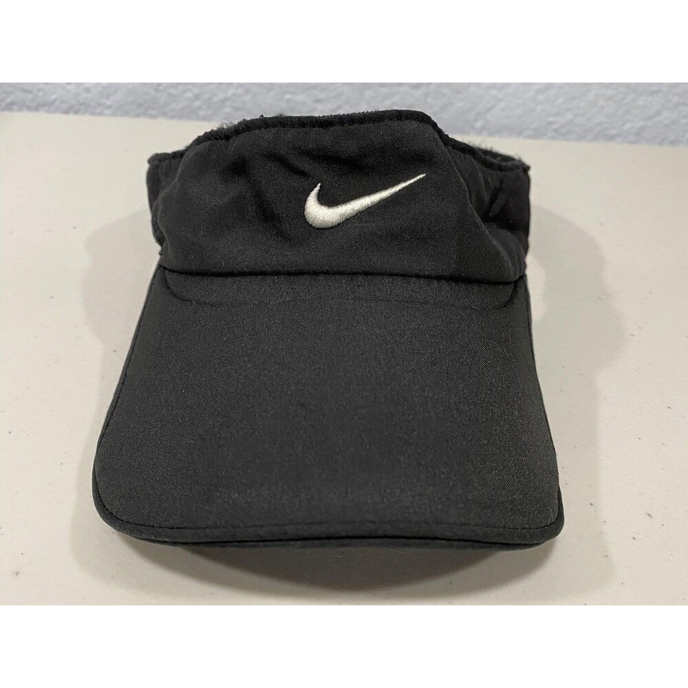 Nike Hat Visor Strap Back Mens One Size Black Dri-FIT Running Tailwind